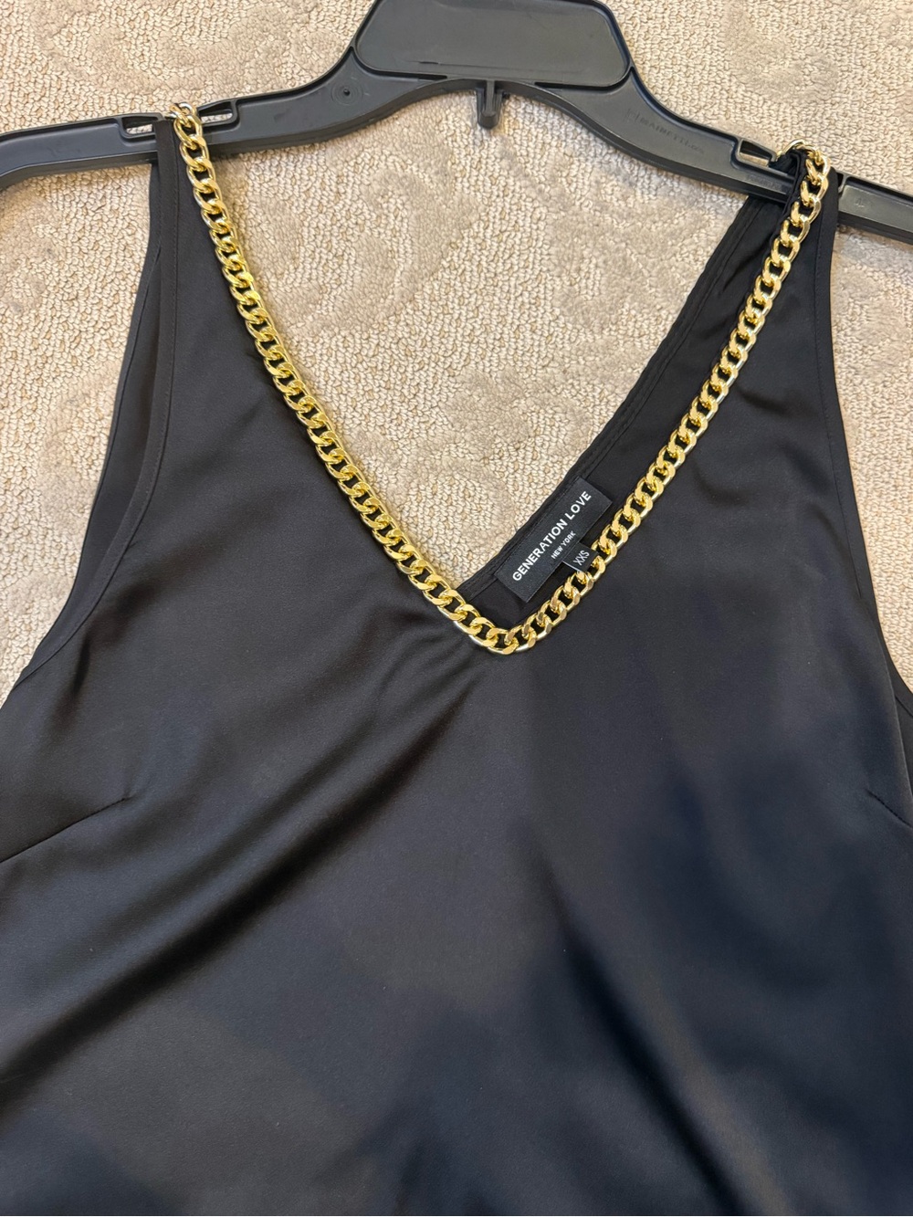 Generation Love Black Tank Top with Gold Chain Detail -size xxs